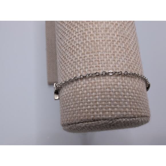 Brighton Cross Bracelet 7.5 Inch Silver Tone Clear Crystal Chain - Picture 2 of 7